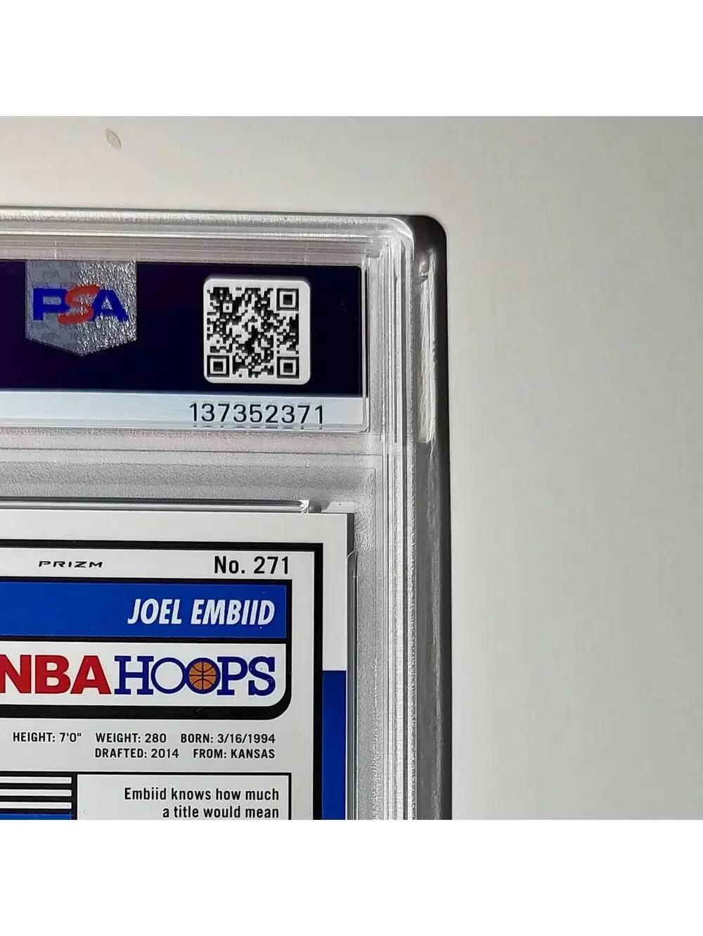 Joel Embiid 2023 Panini Hoops Premium #271 5/5 Green Disco Prizm PSA 9 Mint